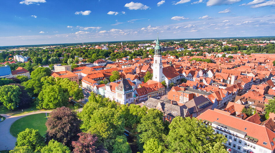 Über den Dächern mit dem Blick auf die Celler Innenstadt