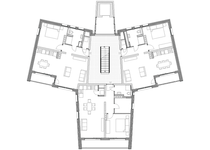 Grundriss des 1. Obergeschoss es Wohnprojekts Lebensraum