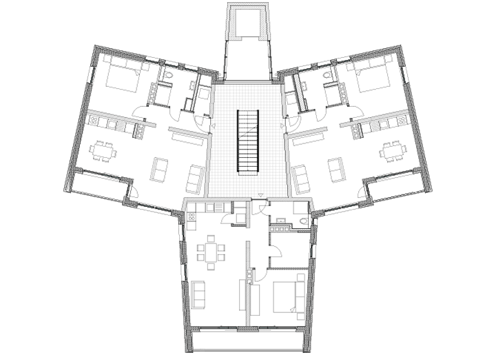 Grundriss vom 3. Obergeschoss des Wohnprojekts Lebensraum